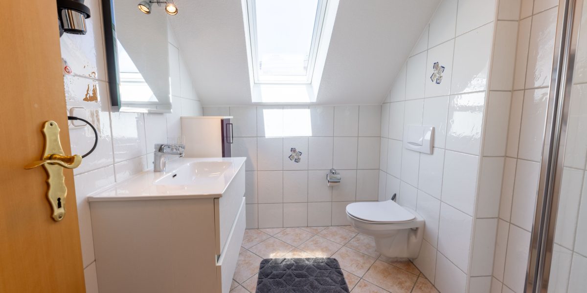 Helles Badezimmer mit Dachfenstern